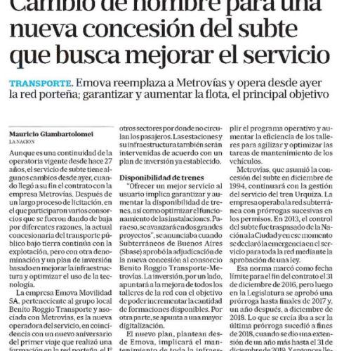 Nota en La Nación sobre cambio de nombre de Emova