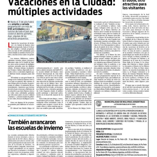 Diario Popular - nota subte vacaciones