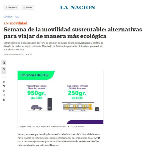 Nota de La Nación sobre la semana de movilidad sustentable