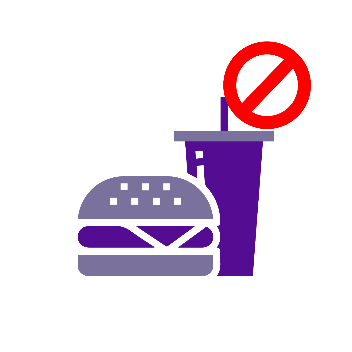 Ilustración no consumir comidas o bebidas