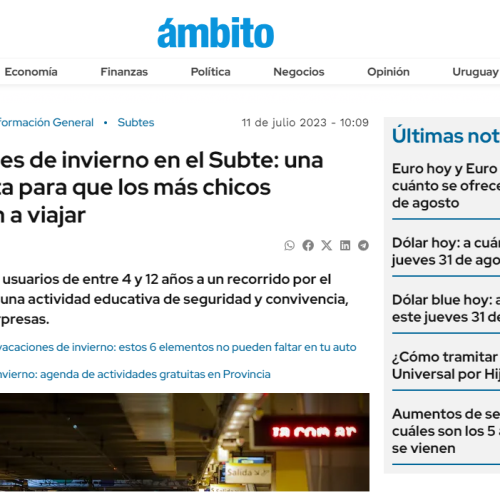 Nota de Ámbito sobre vacaciones en el subte