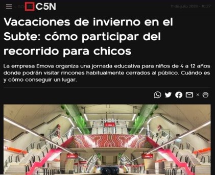 Nota de C5N sobre vacaciones en el subte