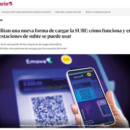 Nota de Clarin sobre carga de SUBE con QR
