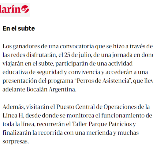 Nota de Clarín sobre vacaciones en el subte
