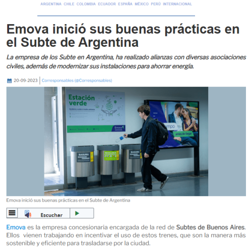 Nota de Corresponsables sobre buenas prácticas en el subte
