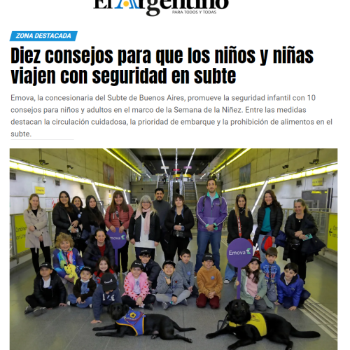 Nota de El Argentino sobre consejos para niños al viajar en subte