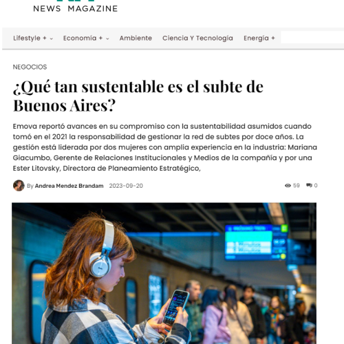 Nota de Noticias Positivas sobre la sustentabilidad en el subte de Buenos Aires