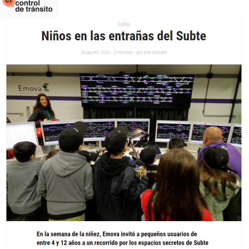 Nota de Control de Tránsito sobre la semana de la niñez en el Subte