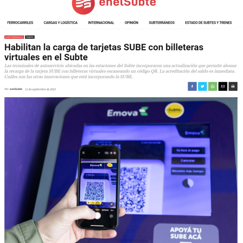 Nota de En el Subte sobre carga de SUBE con QR