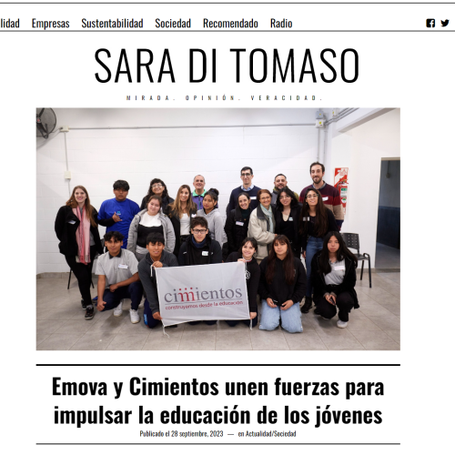 Nota de Sara Di Tomaso sobre Emova y Fundación Cimientos