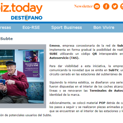 Nota de dBiz sobre el pago con QR en el subte