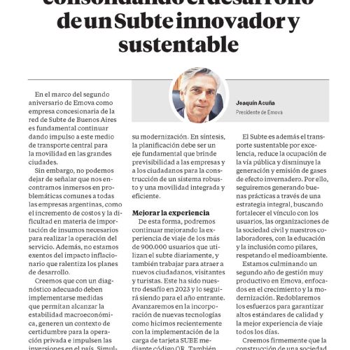 Columna de Joaquín Acuña por el 2do Aniversario de Emova