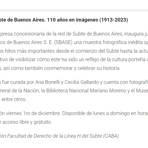Nota de Infobae sobre la muestra fotográfica en el subte