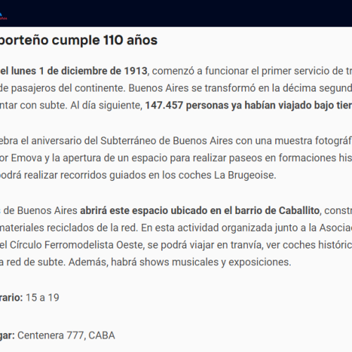 Nota de TN sobre la muestra fotográfica en el subte
