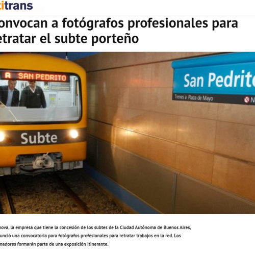 Nota en Notitrans sobre la convocatoria a fotógrafos