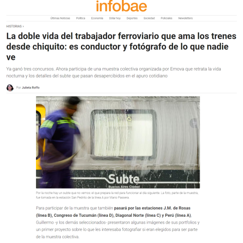 Nota de Infobae sobre la muestra fotográfica en el Subte