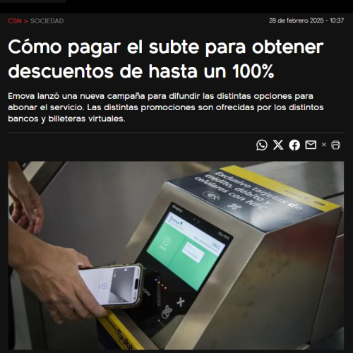 Nota de C5N - Pagá menos, elegí el Subte