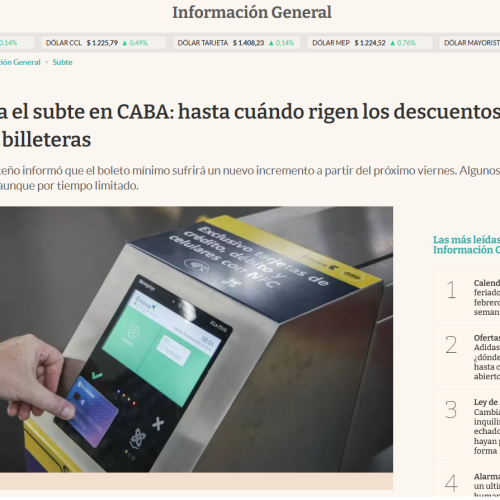 Nota de El Cronista - Pagá menos, elegí el Subte