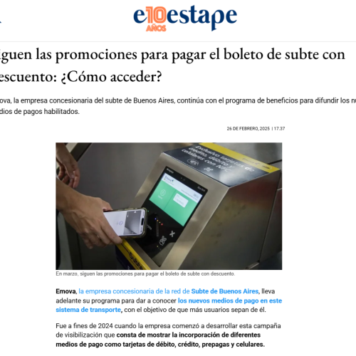 Nota de El Destape - Pagá menos, elegí el Subte