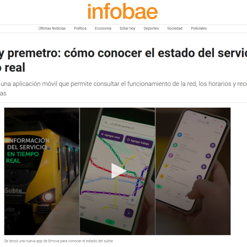 Nota de Infobae sobre la nueva App de Emova