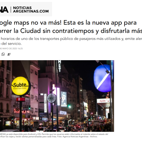 Nota de Noticias Argentinas sobre la nueva App de Emova