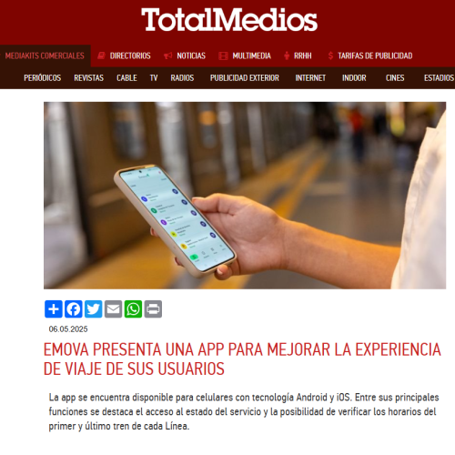 Nota de Total Medios sobre la nueva App de Emova