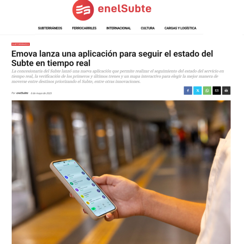 Nota de En el Subte sobre la nueva App de Emova