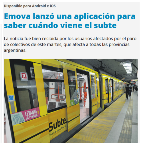 Nota de Página12 sobre la nueva App de Emova