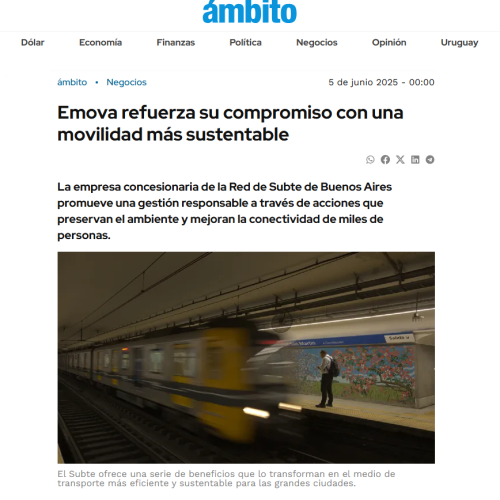 Nota de Ámbito sobre la sustentabilidad en el Subte