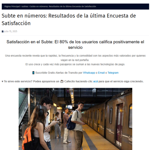 Nota de Alertas Tránsito sobre la encuesta de satisfacción