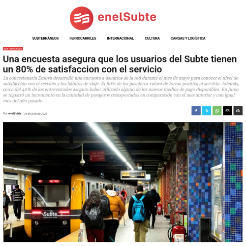 Nota de En el Subte sobre la encuesta de satisfacción