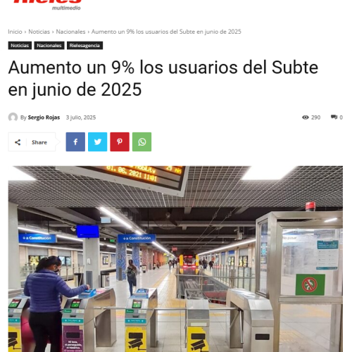 Nota de Rieles sobre el aumento de pasajeros