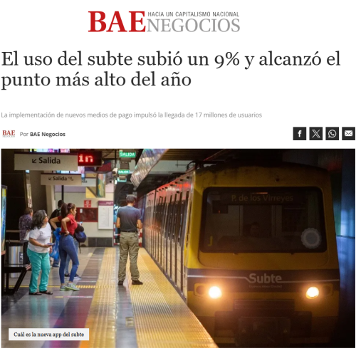 Nota de BAE sobre el aumento de pasajeros