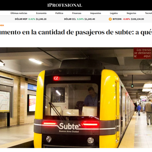 Nota de iProfesional sobre el aumento de pasajeros