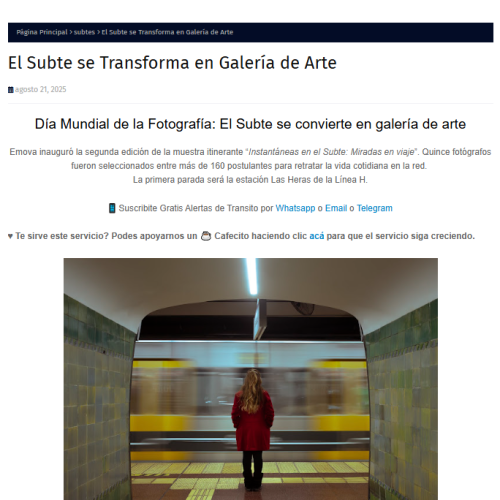 Nota de Alertas Tránsito sobre la muestra fotográfica 2025