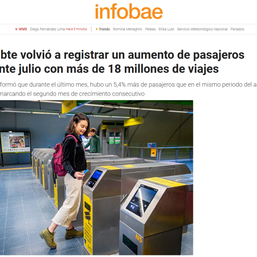 Nota de Infobae sobre el aumento de pasajeros