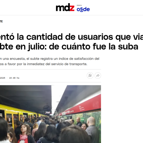 Nota de Mdz sobre el aumento de pasajeros