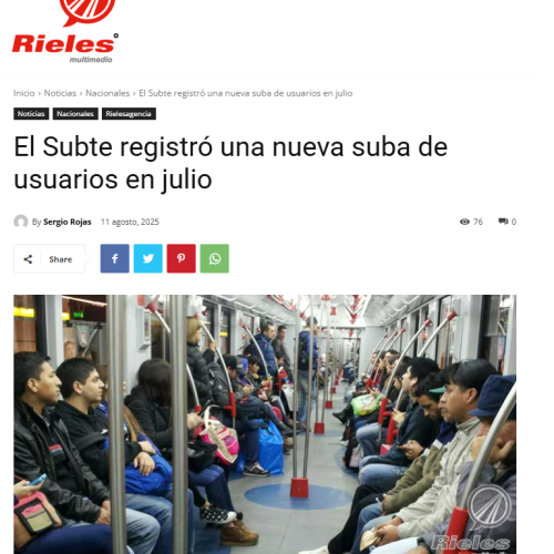Nota de Rieles sobre el aumento de pasajeros