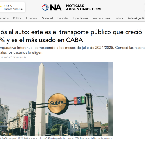 Nota de Notcias Argentinas sobre el aumento de pasajeros